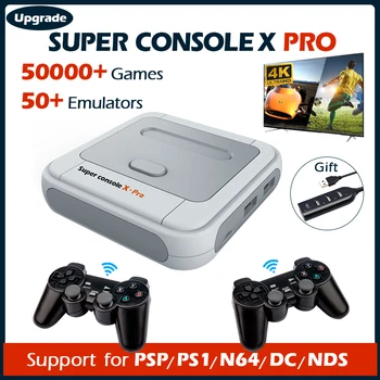 Super Konsolės X Pro Vaizdo Žaidimų Pultai, Wifi HD Mini TV, Retro TV Žaidimas Žaidėjas PSP/PS1/DC/N64 Su 50+ Emuliatorius 50000+ Žaidimai