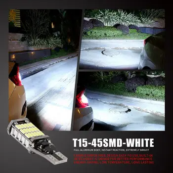 Super Šviesus Automobilio Led Šviesos DC12V T15 W16W 45-SMD LED Baltos spalvos Galinis Rūko Atvirkštinio Apšvietimo LED Lempa Lengva Pakeisti Automobilių Prekės,