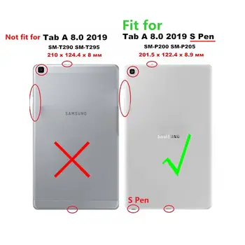 Tab 8.0 SM-už p200 Tablet Atveju Vaikai Putų, atsparus smūgiams EVA Rankiniai Stovo Dangtelis skirtas Samsung Galaxy Tab 8.0 2019 M. už p200 P205 SM-P205