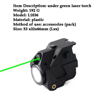 Taktinis Išilginė Rankena Šviesos LED Žibintuvėlis su Raudona Žalia Lazerio Pakeitimas Pakeitimas Tinkama žvilgsnio 20mm Picatinny arba Pynimas