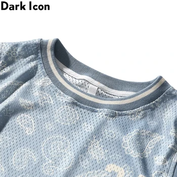 Tamsiai Piktogramą Bandana Jersey Medžiaga Vyrų Bako Viršuje Vasaros Sporto Stiliaus Akių Bako Viršuje Mėlyna