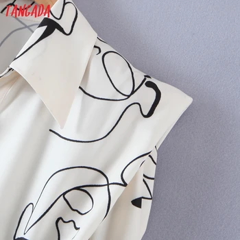 Tangada 2021 Mados Moterų Spausdinti Raukiniai Office Lady Marškinėliai Suknelė ilgomis Rankovėmis Elegantiškas Midi Suknelė 3Z68