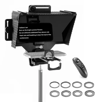 TC3 Mini Teleprompter Tablet Išmanųjį telefoną DSLR Fotoaparatas Nešiojamų Teleprompter Su Nuotolinio Valdymo pultu + Objektyvo Adapterio Žiedus