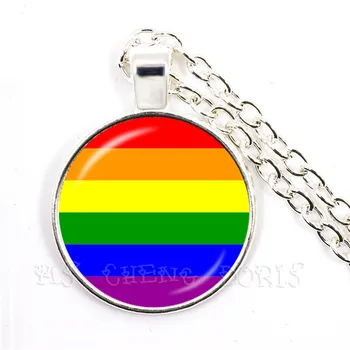 Tiesiog Myliu Vaivorykštė Karoliai Moterims, Vyrams, Gėjų, Lesbiečių Paradus Su Rainbow Meilė Laimi LGBT Stiklo Kupolas Karoliai Pakabukas Dovana