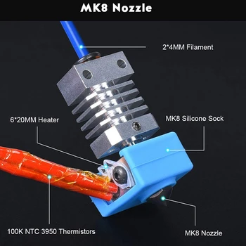 Tiesioginių Atnaujinti MK8 CR10 Ekstruderiu Heatsink Visi Metalo Hotend 3D Dalių, CR-10 Ender 3 su MK8 Antgalis CR10 Šilumos Pertraukiklis