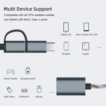 Tipas-C Micro USB Į USB 3.0 Sąsaja Įkrovimo Kabelis Line 2 In 1 USB 3.0 OTG Adapterio Kabeliu, skirta 