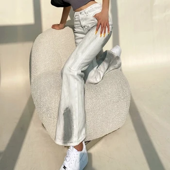 Tonngirls Streetwear Pločio Kojų Džinsai Moterų Plius Dydis Kaklaraištis Dažų Aukšto Juosmens Džinsai Femme Derliaus Prarasti Karšto Ponios Kelnės Korėjos Vasaros