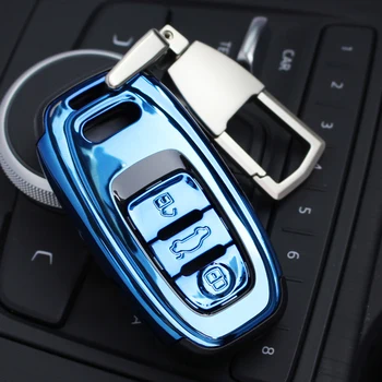 TPU ABS Klavišą Apima Automobilių Optikos Atveju, Audi A3 A4 A5 A6 A7 A8 Q5 Q8 S4 S5 S6 3 Mygtukai Smart Nuotolinio Žiedai Padengti Maišelį Keychain