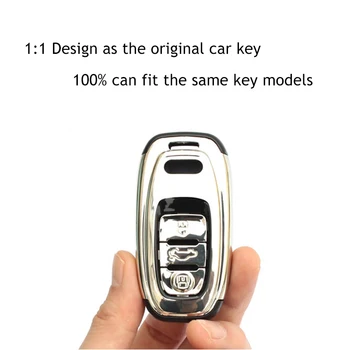 TPU ABS Klavišą Apima Automobilių Optikos Atveju, Audi A3 A4 A5 A6 A7 A8 Q5 Q8 S4 S5 S6 3 Mygtukai Smart Nuotolinio Žiedai Padengti Maišelį Keychain
