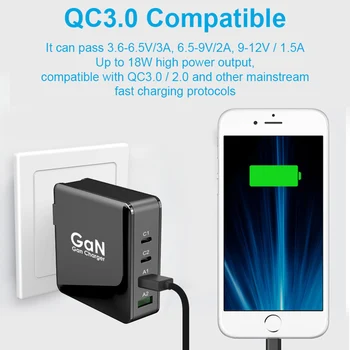 TQUQ GaN 166W spartusis įkrovimas naudojant Maitinimo Adapterį, 2port 100W USB C PD 3.0 PP ir 18W QC3.0 QC4+ Greitas Įkroviklis Mobilaus Telefono/Nešiojamieji kompiuteriai