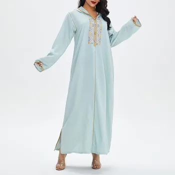 TREMU Musulmonų Abayas Moterų Dubajus turkijos Mados Caftan Marocain Siuvinėjimo arabų Suknelė Malda Dėvėti Pagalbos Moubarak Skraiste, Hijab