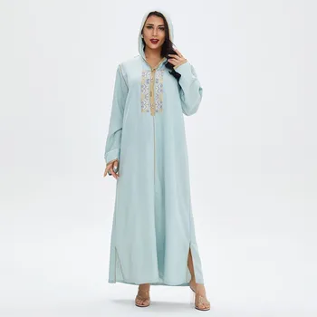 TREMU Musulmonų Abayas Moterų Dubajus turkijos Mados Caftan Marocain Siuvinėjimo arabų Suknelė Malda Dėvėti Pagalbos Moubarak Skraiste, Hijab