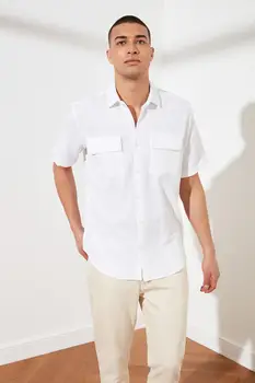Trendyol Men 'S Reguliariai Tinka Trumpas Rankovės Tekstūra Marškinėliai TMNSS21GO0537