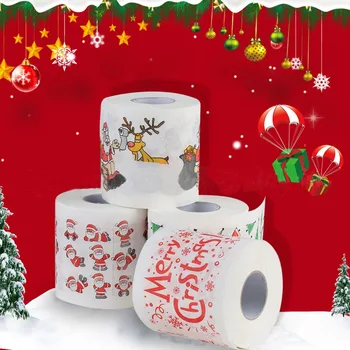 Tualetinio Popieriaus Ritinėlis Kalėdų Modelio Serija Creative Spausdinimo Santa Claus Kūrybinio Modelio Praktinis 3 Sluoksnių Veido
