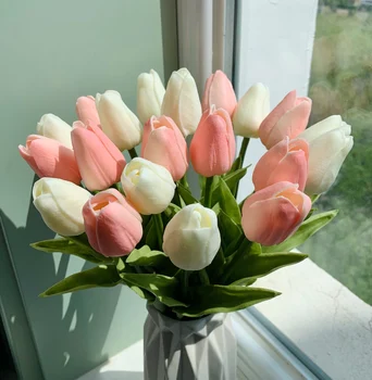 Tulpės Dirbtinės Gėlės Nekilnojamojo Touch Dirbtinių Puokščių Netikrą Gėlių, Vestuvių Dekoravimas Gėlėmis Namų Decore Gadren Dekoras