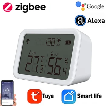 Tuya Smart Gyvenimo Zigbee Temperatūros Ir Drėgmės Jutiklis Patalpų Termometras Su Drėgmėmačiu LCD Ekranas Paramos Alexa 
