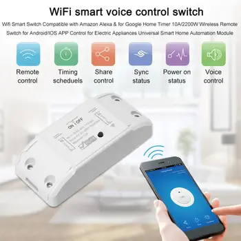 Tuya Smartlife APP10A 2200W WiFi Smart Šviesos Jungiklis Jungiklis Smart Home Laikmatis, Nuotolinio Valdymo pultu Darbai Alexa 