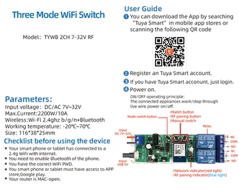 Tuya Wifi RF Įjungti modulį, USB 7-32V Belaidžio ryšio Relės Modulis Protingo Namo Automatizavimo Modulių PROGRAMĄ Nuotolinio Valdymo dirbti su Alexa