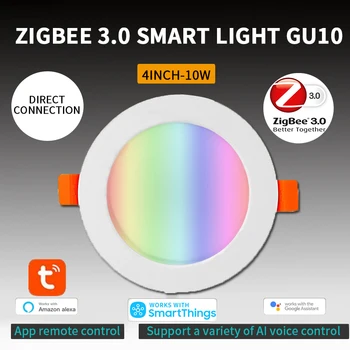 Tuya Zigbee 3.0 WiFi Smart Downlight 3.5 Colių RGBCW 7W 10W Led Embedded Lubų apšvietimo Valdymo Balsu Dirbti su Alexa 