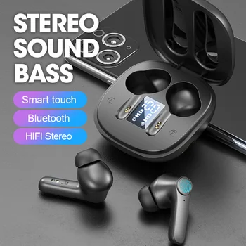Tws Ausines Bluetooth 5.0 Ausinės Belaidės Ausinės su mikrofonu IPX6 Sporto ausis įkišamos Į ausis Touch Control Bass Ausinių