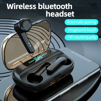 TWS Ausinių Belaidžio Bluetooth5.0 Stereo Sporto Ausines telefonas atsparus Vandeniui laisvų Rankų įranga