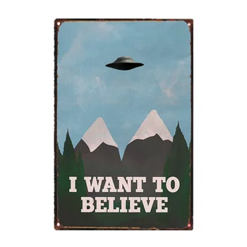 UFO Noriu Tikėti, Alavo Ženklai Metalo Plokštė Garažo Sienos Užeiga, Restoranas Namų Meno Dekoro Senovinių Geležies Plakatas Cuadros DU-1221