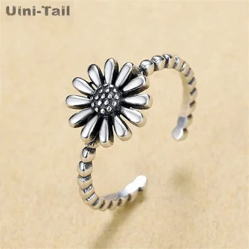 Uini Uodega naujas dizainas karšto pardavimo 925 Tailando sidabro paprasta asmenybė sun flower atidaryti žiedas mados madinga teka retro papuošalai