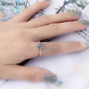 Uini Uodega naujas dizainas karšto pardavimo 925 Tailando sidabro paprasta asmenybė sun flower atidaryti žiedas mados madinga teka retro papuošalai