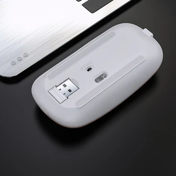 Ultra-plonas LED Spalvinga Žiburiai Įkraunamą Pelę Mini Belaidė Išjungti USB Optinė Ergonomiška Žaidimų Pelės Nešiojamojo Kompiuterio Pelės