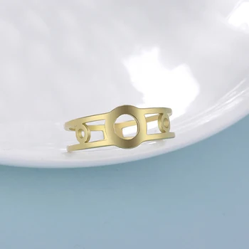 Unift Unikali Dvigubo sluoksnio Tuščiaviduriai Nerūdijančio Plieno Aukso Rose Aukso Žiedai Moterų Klasikinis Apvalios Formos, Elegantiškas Žavesio Papuošalai Dovana