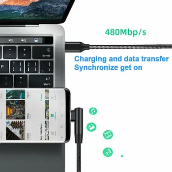 UNIJA 60W PD Greito Įkrovimo Laidas L-Line Greitas Įkroviklis C Tipo USB C Kabelio Lenkimo už Xiaomi HTC Samsung RedMi Oneplus Greitas Pristatymas