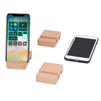 Universalus Medinis Bambuko Mobiliojo Telefono Laikiklis Mini Tablet Stand Išmaniųjų Telefonų Laikiklis Iphone