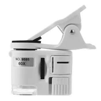 Universalus Įrašą Mikroskopu 60X LED Papuošalai Didinamojo Stiklo Fokusavimas Koreguojamas Kišeninis Mikroskopas su mobiliojo Telefono Įrašą UV Šviesos