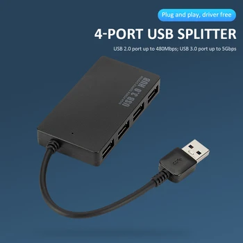 USB 3.0 Hub 5Gbps High Speed Multi-4-Port USB Adapteris, Splitter PC Nešiojamojo Kompiuterio Priedai