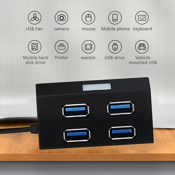 USB 3.0 Mini HUB Splitter Lengvumas ir Perkeliamumas Ne vieta Užimti 4 Uostų Desktop Išorinis Adapteris su Mėlyna Indikatoriaus