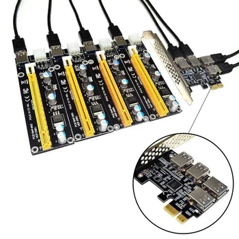 USB 3.0 PCI-E Express 1x iki 16x Riser Card Adapter PCIE 1 iki 4 Lizdas PCIE Riser Port Multiplier Kortelę už BTC Miner Kasyba