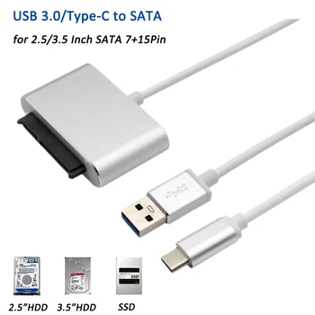 USB 3.0 prie SATA jungties Kabelį, Tipas C Kietojo Disko Adapteris USB 3.0 prie SATA Konverteris, Laidas 3.5 Colio Išorinis HDD SSD 7+15 Pin
