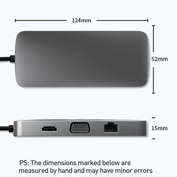 USB C HUB C Tipo 3.0 4K HDMI suderinamus 3,5 mm Lizdas RJ45 PD Greitai Įkrauti SD/TF Kortelių Skaitytuvas 10-in-1 Docking Station 