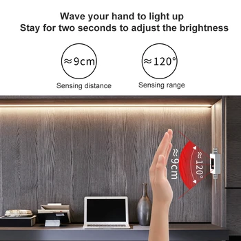 USB LED Šviesos Juostelės 5V Ranka Valyti Sensorius Jungiklis Diodų Lempos Juosta Kaspino 5M 4M 