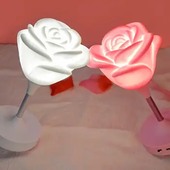 USB Touch Tamsos Rose Silikono LED Nakties Šviesos Vaikai Miegamųjų Namo Moderni Patalpų Studijų Romantiškas Dekoro Kūrybos Dovana, Lempos