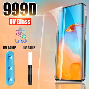 UV Grūdintas Stiklas Huawei 30 Pro P20 P40 30 Lite Pilnas Klijai Ekrano apsaugos Huawei Mate 20 30 Lite Pro Apsauginį Stiklą