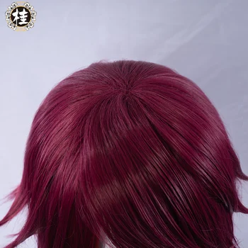 UWOWO Žaidimas Genshin Poveikio Rosaria Cosplay Perukas 35cm Raudonas Vynas Trumpų Plaukų