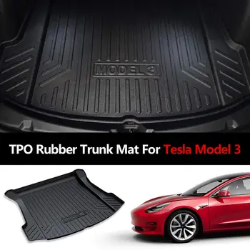 Už Tesla Model 3 2021 Patvarus, Atsparus Vandeniui Grindų Lapas Kilimų, Purvo Apsaugos Pėdos Padas Nešiojamų Kamieno Sandėliavimo Ne Slydimo