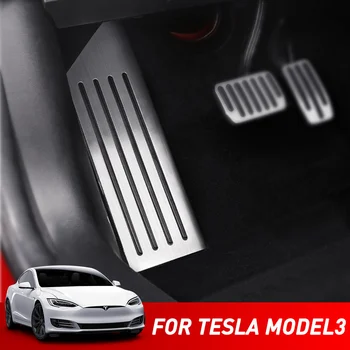 Už Tesla Model 3 Model3 Priedai Aliuminio lydinio Akceleratoriaus Pedalą Dujų Kuro Stabdžių Pedalą Poilsio Pedalo Padengti Automobilio Stiliaus