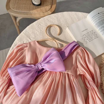 Vaikai lankas princesė dress 2021 m. vasarą naujų long sleeve pink gimtadienio drabužiai vaikams mielas suknelė vaikiška apranga suknelė wz127