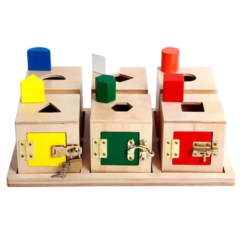 Vaikai Montessori Ugdymo Mediniai Užrakto Liežuvėlis Lauke Žaislas Ikimokyklinio Formos Blokai
