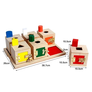 Vaikai Montessori Ugdymo Mediniai Užrakto Liežuvėlis Lauke Žaislas Ikimokyklinio Formos Blokai