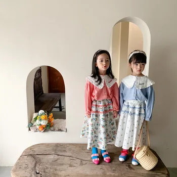Vaikai sijonas 2021 m. rudenį mergina medvilnės mados ilgai ilgis susiuvimo nėrinių sijonus bamblys kūdikių gėlių mažasis princas šlifavimo sijonas