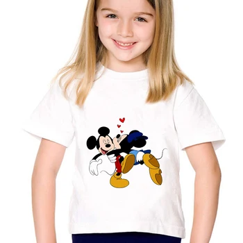 Vaikams, Cartoon Mickey Mouse Berniukų, Mergaičių Viršūnes Tees Juokingas Animacinių filmų Disney Marškinėliai Vaikų Vasaros Laisvalaikio Drabužių Bamblys