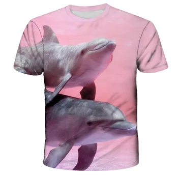 Vaikiški Marškinėliai 3D Atspausdintas Juokinga Delfinų Hip-Hop Berniukai & Mergaites Marškinėliai Atsitiktinis Viršų